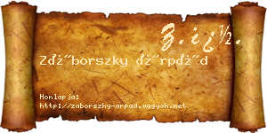 Záborszky Árpád névjegykártya
