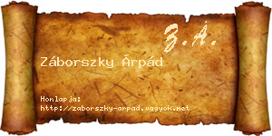 Záborszky Árpád névjegykártya